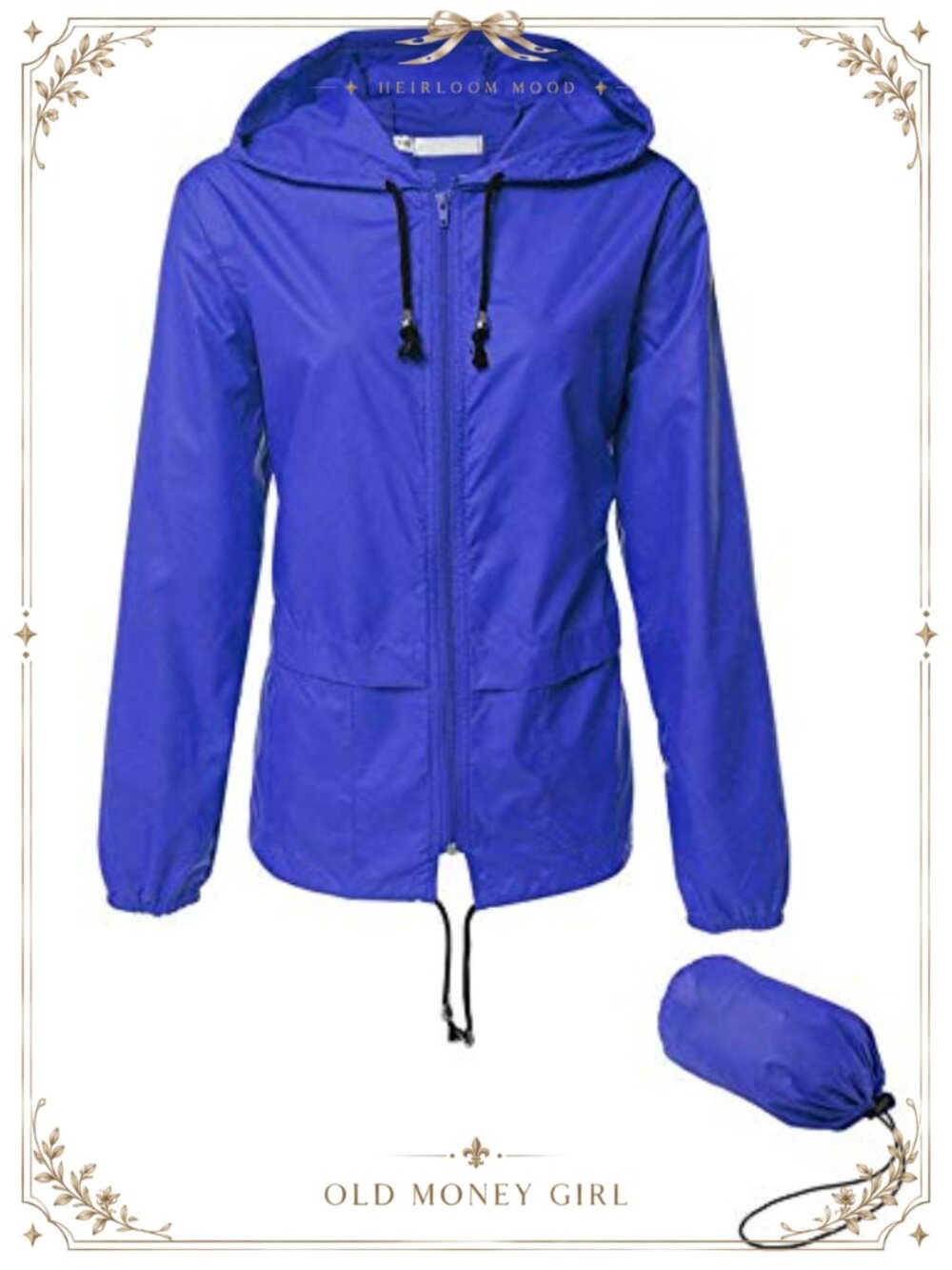 Waterproof Windproof Hooded Rain Jacket Packable Lightweight Outdoor Windbreaker